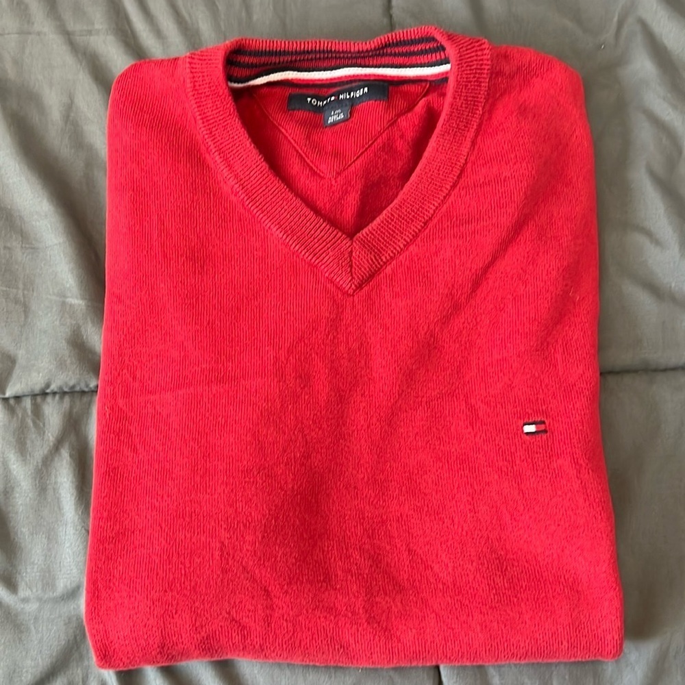 Tommy Hilfiger 100% Cotton VNeck Sweater Size Large